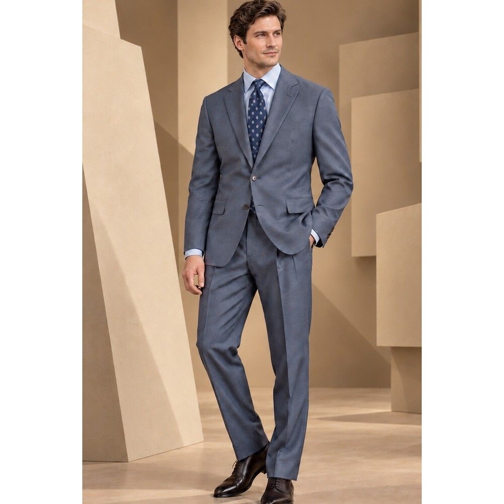 Brooks Brothers 1818 Regent Suit Estrato Trabaldo Tonga USA Pleated Pant 42S/W36